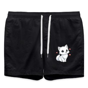 Weißer Fuchs mit Herzen - Badeshorts - Schwarz - Vorne - AI Model Male 185 light (185cm)