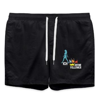 Ich & meine Follower – Katzenhumor Design - Badeshorts - Schwarz - Vorne - AI Model Male 185 light (185cm)