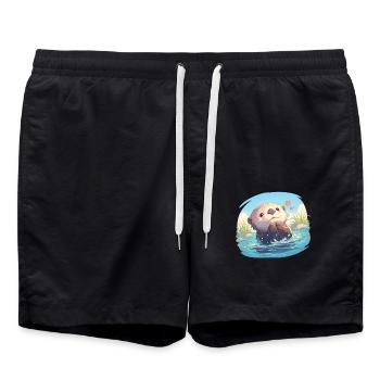 Loutre de mer - Short de bain - noir - Devant - AI Model Male 185 light (185cm)