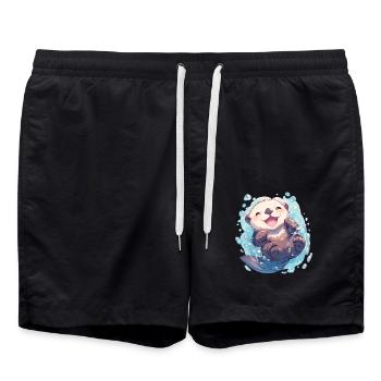 Sea otter - Swim Trunks - black - Front - AI Model Male 185 light (185cm)