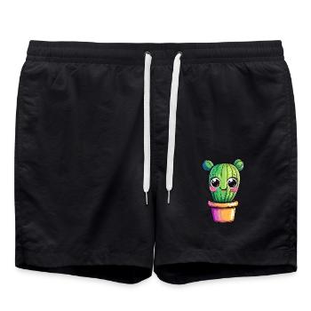 Cactus avec pot coloré - Short de bain - noir - Devant - AI Model Male 185 light (185cm)