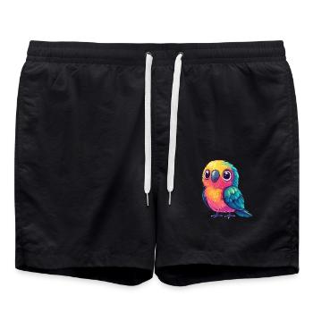 Bunter Papagei knuffig - Badeshorts - Schwarz - Vorne - AI Model Male 185 light (185cm)