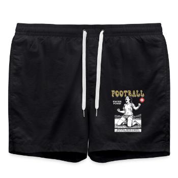 Swiss Soccer Player Shirt: Tactics and Timing - Swim Trunks - black - Front - AI Model Male 185 light (185cm)