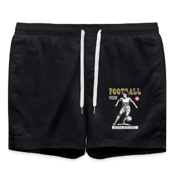 Schweizer Frauenfußball Shirt: Stolz am Ball - Badeshorts - Schwarz - Vorne - AI Model Male 185 light (185cm)