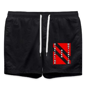Disziplin über Motivation Zitat , Fitness - Badeshorts - Schwarz - Vorne - AI Model Male 185 light (185cm)