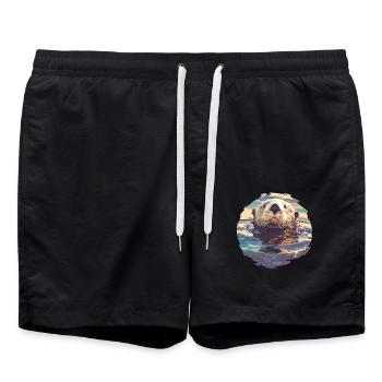 Sea otter - Swim Trunks - black - Front - AI Model Male 185 light (185cm)