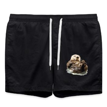 Sea otter - Swim Trunks - black - Front - AI Model Male 185 light (185cm)