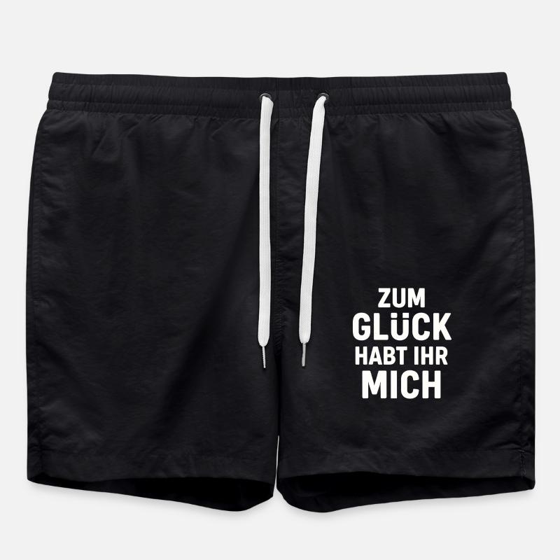 Luckily you have me - Swim Trunks - black