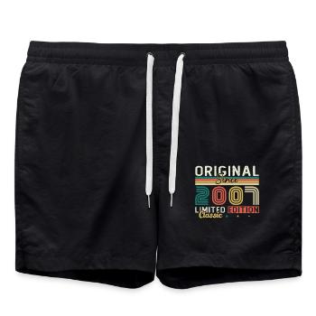 18 Jahre 2007 Vintage Retro Geburtstagsgeschenk - Badeshorts - Schwarz - Vorne - AI Model Male 185 light (185cm)