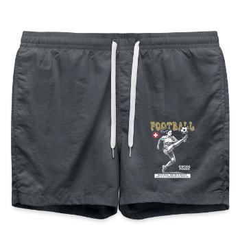 Schweiz Fußballerin Shirt: Torjubel mit Übersicht - Badeshorts - Anthrazit - Vorne - AI Model Male 185 light (185cm)