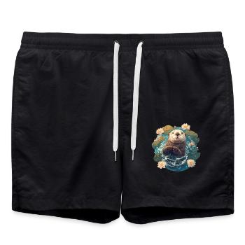 Sea otter - Swim Trunks - black - Front - AI Model Male 185 light (185cm)