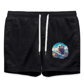 Loutre de mer - Short de bain - noir - Devant - AI Model Male 185 light (185cm)