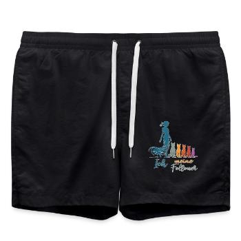 Ich & meine Follower – Katzenhumor Design - Badeshorts - Schwarz - Vorne - AI Model Male 185 light (185cm)
