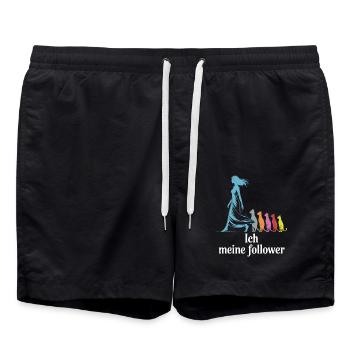 Ich & meine Follower – Katzenhumor Design - Badeshorts - Schwarz - Vorne - AI Model Male 185 light (185cm)