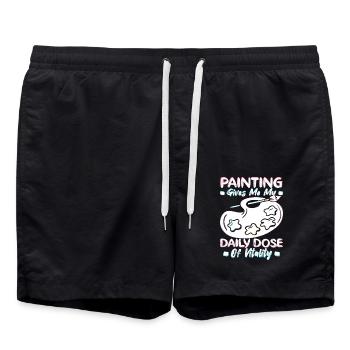 Funny Art Painter Painting My Daily Dose Drawing - Badeshorts - Schwarz - Vorne - AI Model Male 185 light (185cm)