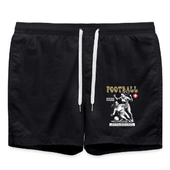 Einsatz mit Herz: Schweizer Frauenfußball Shirt - Badeshorts - Schwarz - Vorne - AI Model Male 185 light (185cm)