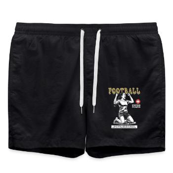 Swiss Fußballspielerin Shirt: Ballgefühl pur - Badeshorts - Schwarz - Vorne - AI Model Male 185 light (185cm)