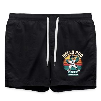Lustige Krähe spielt Baseball - Badeshorts - Schwarz - Vorne - AI Model Male 185 light (185cm)