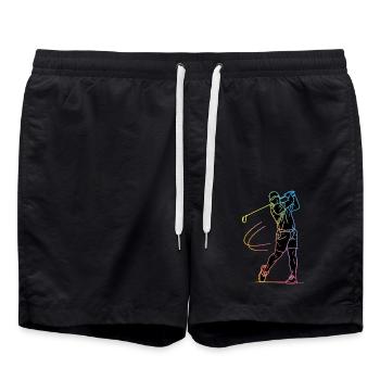 Golfer Silhouette Golf - Badeshorts - Schwarz - Vorne - AI Model Male 185 light (185cm)