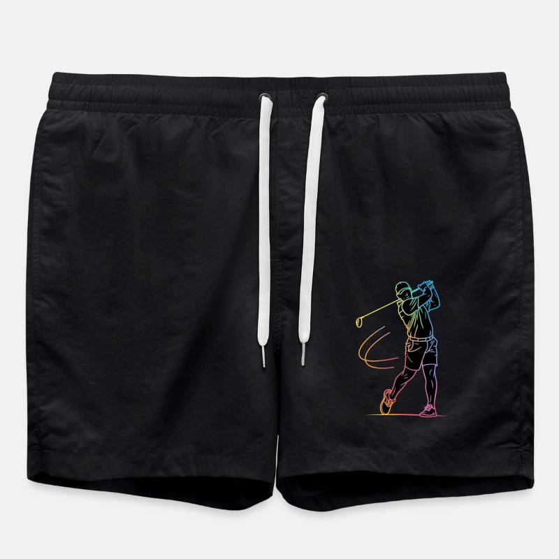 Golfer Silhouette Golf - Swim Trunks - black