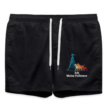 Ich & meine Follower – Hundehumor Design - Badeshorts - Schwarz - Vorne - AI Model Male 185 light (185cm)