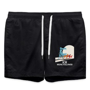 Ich & meine Follower – Hundehumor Design - Badeshorts - Schwarz - Vorne - AI Model Male 185 light (185cm)
