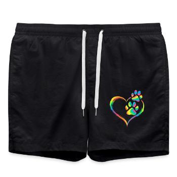 Rainbow Heart Paw Print Animal Love - Swim Trunks - black - Front - AI Model Male 185 light (185cm)