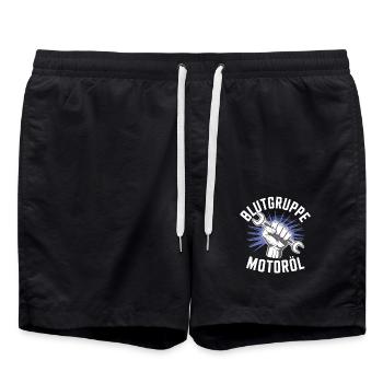 Blutgruppe Motoröl – Für alle Schrauber, Auto-Fans - Badeshorts - Schwarz - Vorne - AI Model Male 185 light (185cm)