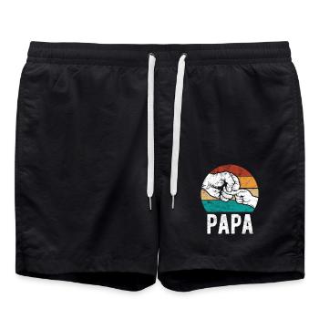 Dad and child, fist to fist - Team - Family - Swim Trunks - black - Front - AI Model Male 185 light (185cm)
