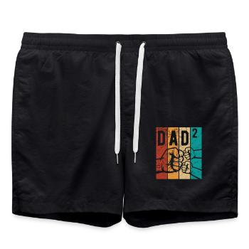 Dad 2 - Dad of two children - Team - Family - Swim Trunks - black - Front - AI Model Male 185 light (185cm)