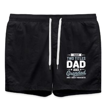 Stolzer Papa Opa Spruch Großvater Humor - Badeshorts - Schwarz - Vorne - AI Model Male 185 light (185cm)