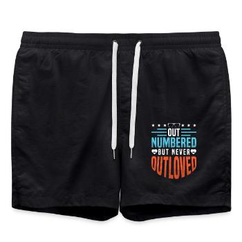 Papa Vater von drei Mädchen Töchtern - Badeshorts - Schwarz - Vorne - AI Model Male 185 light (185cm)