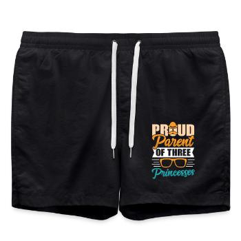 Papa Vater von drei Mädchen Töchtern - Badeshorts - Schwarz - Vorne - AI Model Male 185 light (185cm)