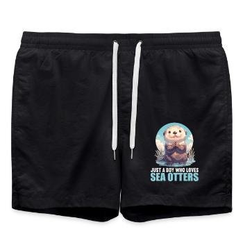 Sea otter - Swim Trunks - black - Front - AI Model Male 185 light (185cm)