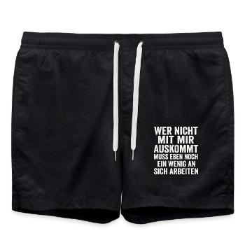 If you can't get along with me – Cheeky statement - Swim Trunks - black - Front - AI Model Male 185 light (185cm)