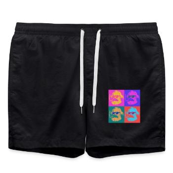 Karl Marx - cool mit Zigarre - Warhol Stil - Badeshorts - Schwarz - Vorne - AI Model Male 185 light (185cm)