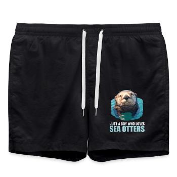 Sea otter - Swim Trunks - black - Front - AI Model Male 185 light (185cm)