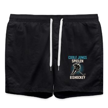 Coole Jungs spielen Eishockey - Badeshorts - Schwarz - Vorne - AI Model Male 185 light (185cm)
