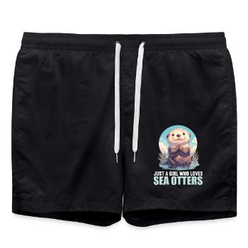 Sea otter - Swim Trunks - black - Front - AI Model Male 185 light (185cm)