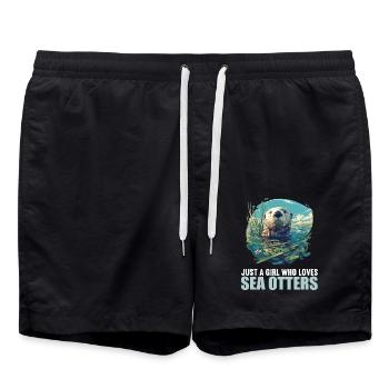 Sea otter - Swim Trunks - black - Front - AI Model Male 185 light (185cm)