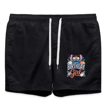Fille d’anniversaire axolotl - Short de bain - noir - Devant - AI Model Male 185 light (185cm)