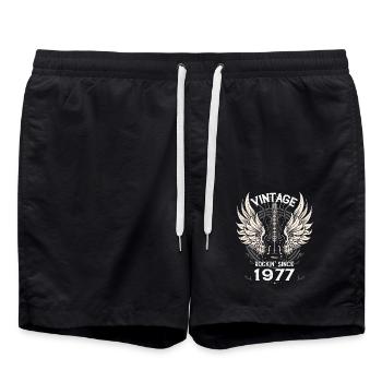 Vintage Rockin' Depuis 1977, 48 ans de classique - Short de bain - noir - Devant - AI Model Male 185 light (185cm)