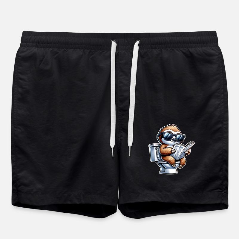 Faultier Toilette Zeitung - Badeshorts - Schwarz