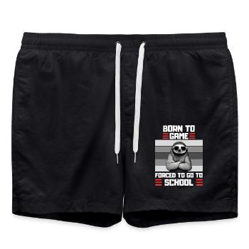 Gaming Faultier Schul Spruch Zocker - Badeshorts - Schwarz - Vorne - AI Model Male 185 light (185cm)