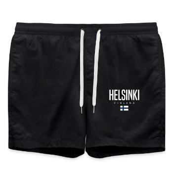 Helsinki Finland - Swim Trunks - black - Front - AI Model Male 185 light (185cm)