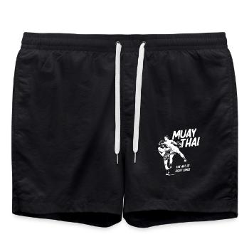 Muay Thai – Authentisch - Badeshorts - Schwarz - Vorne - AI Model Male 185 light (185cm)