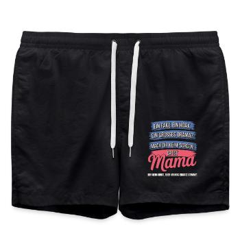 Da ist Mama – Heldin im Reimchaos - Badeshorts - Schwarz - Vorne - AI Model Male 185 light (185cm)