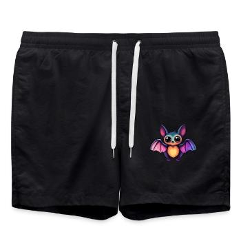 Colorful bat with big eyes - Swim Trunks - black - Front - AI Model Male 185 light (185cm)