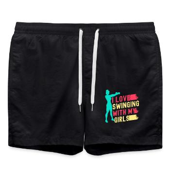 Les fanatiques de fitness adorent se balancer avec ma fille - Short de bain - noir - Devant - AI Model Male 185 light (185cm)