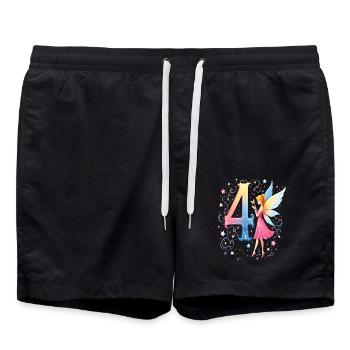 Sweet Fairy 4th Birthday for Girls - Swim Trunks - black - Front - AI Model Male 185 light (185cm)